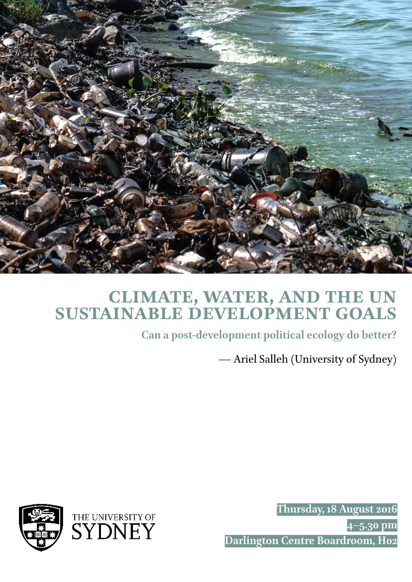 Ariel Salleh, 'Climate, Water, And The UN Sustainable Development Goals ...